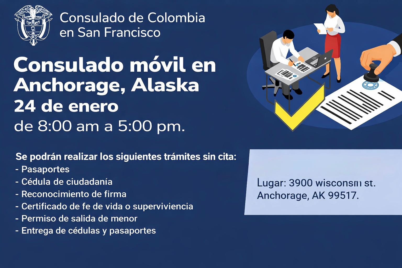 Consulado Móvil en Anchorage, Alaska: 24 de enero de 2026