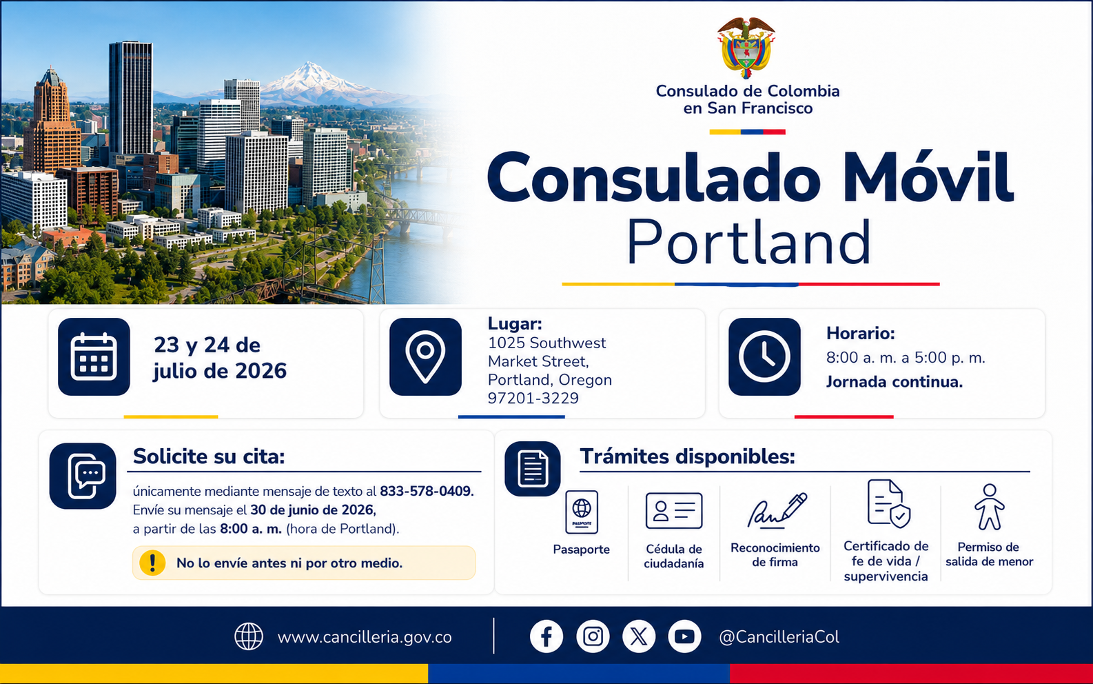 Consulado Móvil en Salt Lake City, Utah — 11, 12 y 13 de agosto de 2026