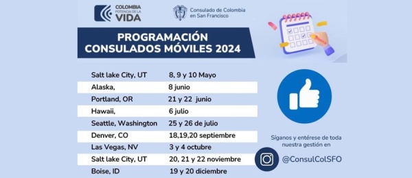 Calendario de Consulados Móviles programados para 2024 