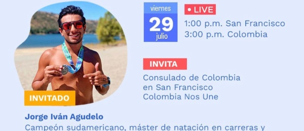 Facebook Live: El nadador colombiano Jorge Iván Agudelo hablará sobre su hazaña en aguas del océano Pacífico estadounidense donde el pasado 6 de julio cruzó nadando 33 kilómetros en el Canal de Catalina, convirtiéndose en el primer colombiano en lograrlo